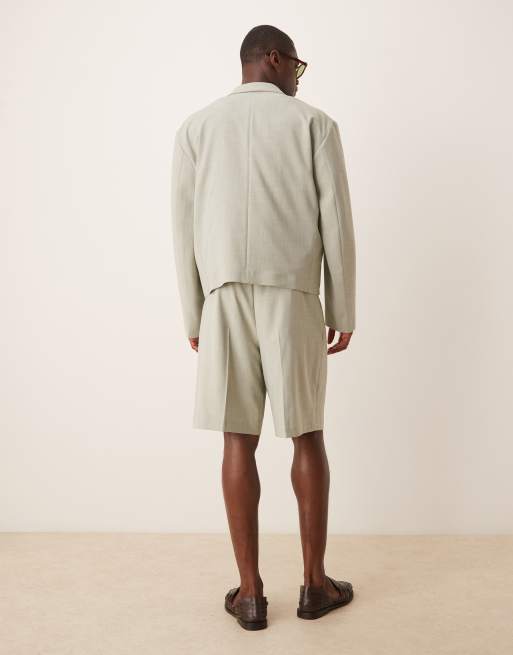 ASOS DESIGN - Salviegrønne habitshorts med brede ben og hørlook, 4 af 5
