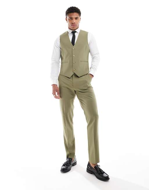 ASOS DESIGN - Salviegrønne slim-habitbukser