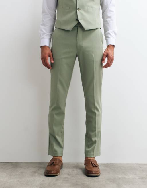 ASOS DESIGN - Salviegrønne smalle habitbukser, 4 af 5