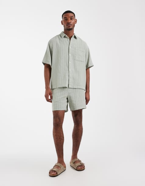 ASOS DESIGN - Salviegrønt sæt med kurvestriber - view 1