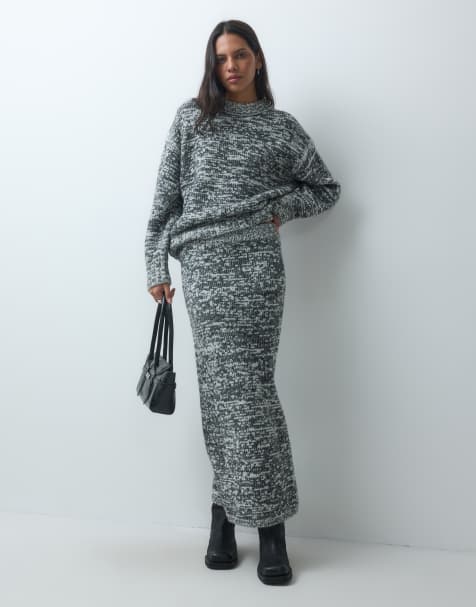ASOS DESIGN Salz-und-Pfeffer-Strickpullover als Zweiteiler in Mono - view 1