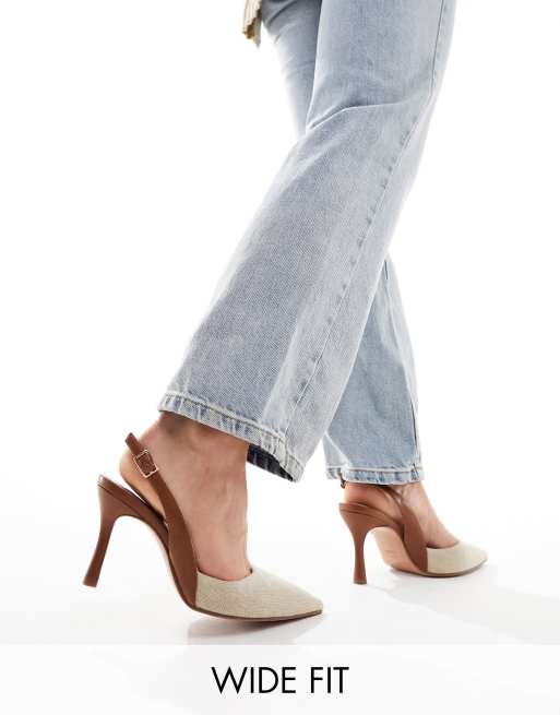 ASOS DESIGN Samber 2 Chaussures larges a talons aiguilles et bride arriere Naturel