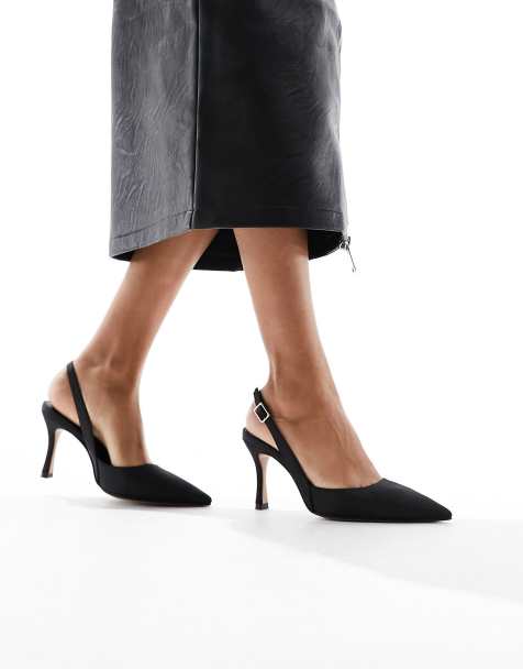 ASOS DESIGN – Samber 2 – Czarne buty na szpilkach z paskiem za piętą - view 1