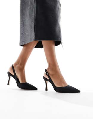 ASOS DESIGN - Samber 2 - Hohe Schuhe in Schwarz mit Stilettoabsatz und Fersenriemen