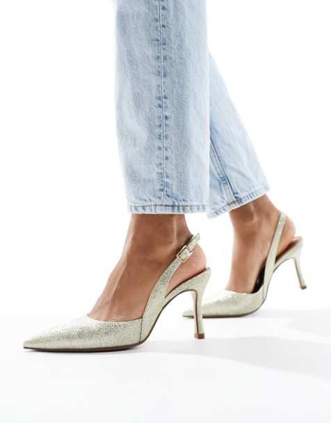 ASOS DESIGN - Samber 2 - Slingback-naaldhakken met in gouden glitter - view 1