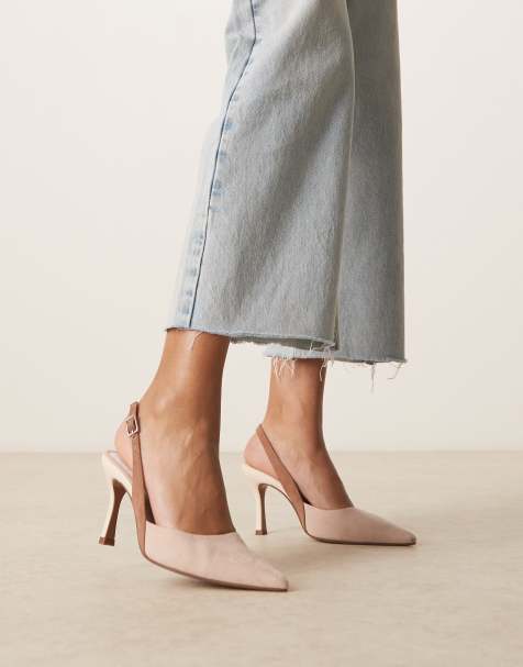 ASOS DESIGN Samber 2 slingback stiletto heels in beige and off-white suedette - view 1