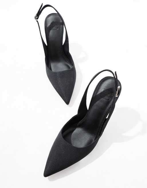 ASOS DESIGN Samber 2 slingback stiletto heels in black