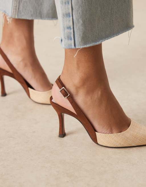 ASOS DESIGN Samber 2 slingback stiletto heels in natural and chocolate