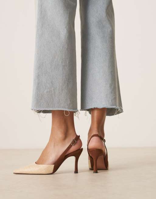 ASOS DESIGN Samber 2 slingback stiletto heels in natural and chocolate