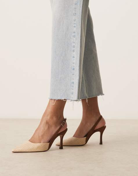 ASOS DESIGN – Samber 2 – Stilettos in Natur und Schokobraun mit Fersenriemchen - view 1