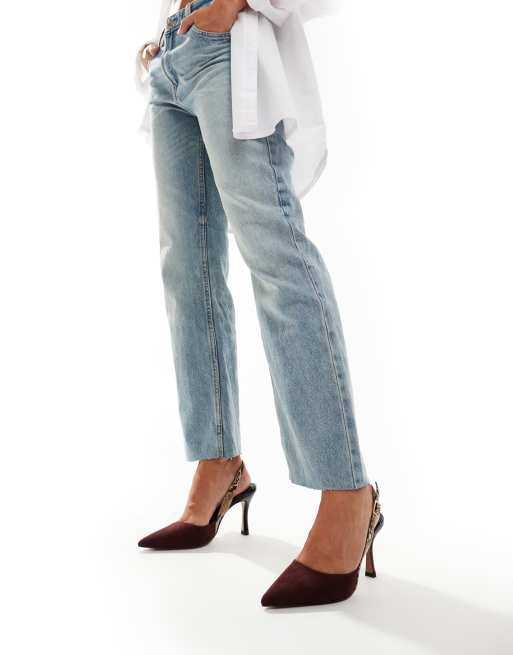 ASOS DESIGN - Samber - Chaussures à talon aiguille avec bride arrière effet peau de serpent - Bordeaux, 3 de 4