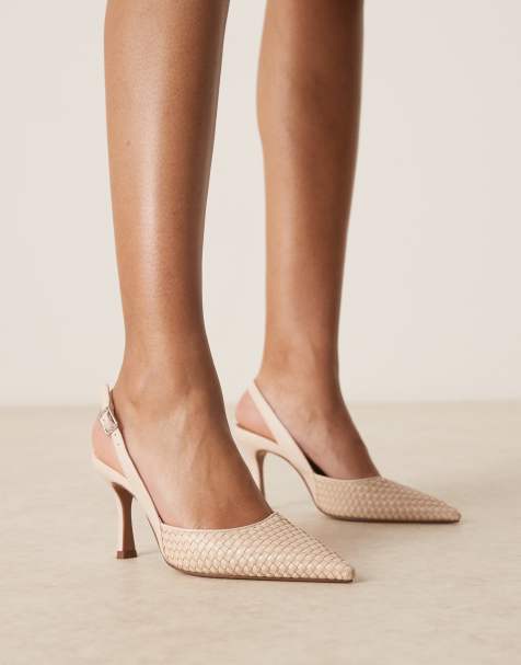 ASOS DESIGN - Samber - Escarpins tressés à talon aiguille et bride arrière - Blanc cassé - view 1