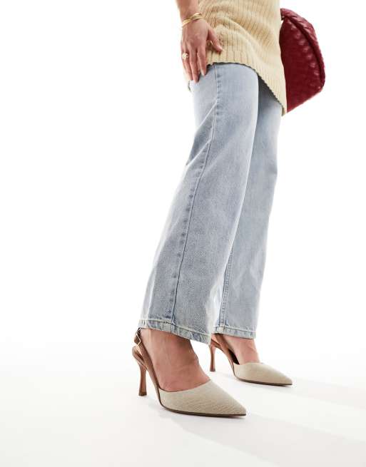 ASOS DESIGN – Samber – Naturfärgade skor med stilettklackar, hälrem och bred passform , 2 av 4
