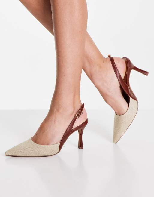 ASOS DESIGN - Samber - Scarpe colore neutro con tacco a spillo e cinturino posteriore