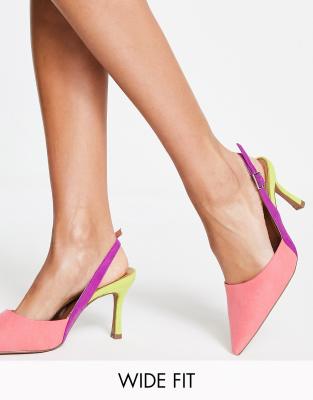 ASOS DESIGN - Samber - Scarpe con tacco a spillo multicolore a pianta larga con cinturino posteriore