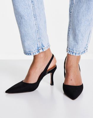 ASOS DESIGN Samber slingback stiletto heels in black | ASOS