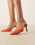 [ASOS DESIGN] ASOS DESIGN Samber slingback stiletto heels in multi suedette 37 Red Mix