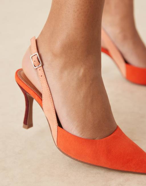 ASOS DESIGN Samber slingback stiletto heels in multi suedette