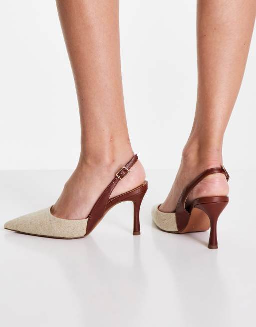 ASOS DESIGN Samber slingback stiletto heels in natural