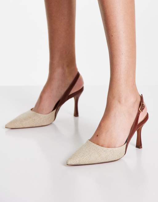 ASOS DESIGN Samber slingback stiletto heels in natural