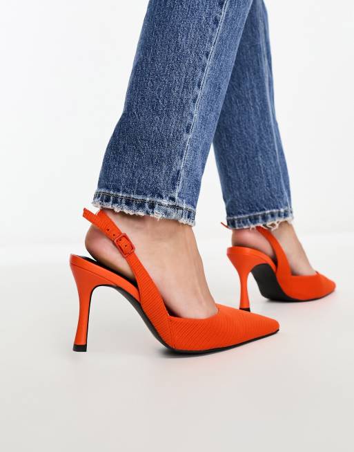 ASOS DESIGN Samber slingback stiletto heels in orange