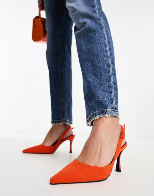 ASOS Design Samber Slingback Stiletto Heels in Orange