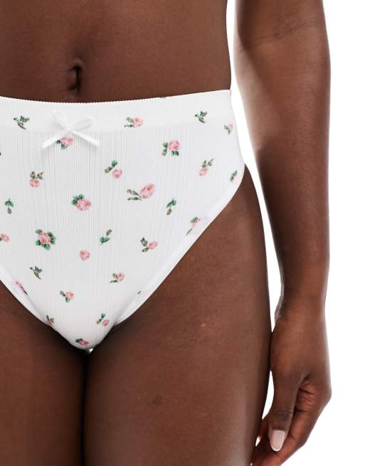 Floerns Mutandine Donna Vita Media: Confezione Da 3 In Pizzo Floreale, Orlo Con Volant, Taglie S/M/L/XL