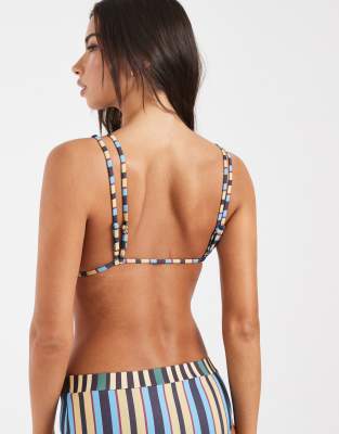 Asos Design Sammie Double Strap Triangle Bikini Top In Multi