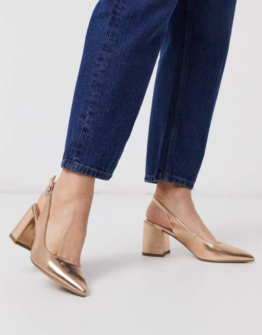 ASOS DESIGN - Sammy - Halfhoge slingback hakken in roségoud