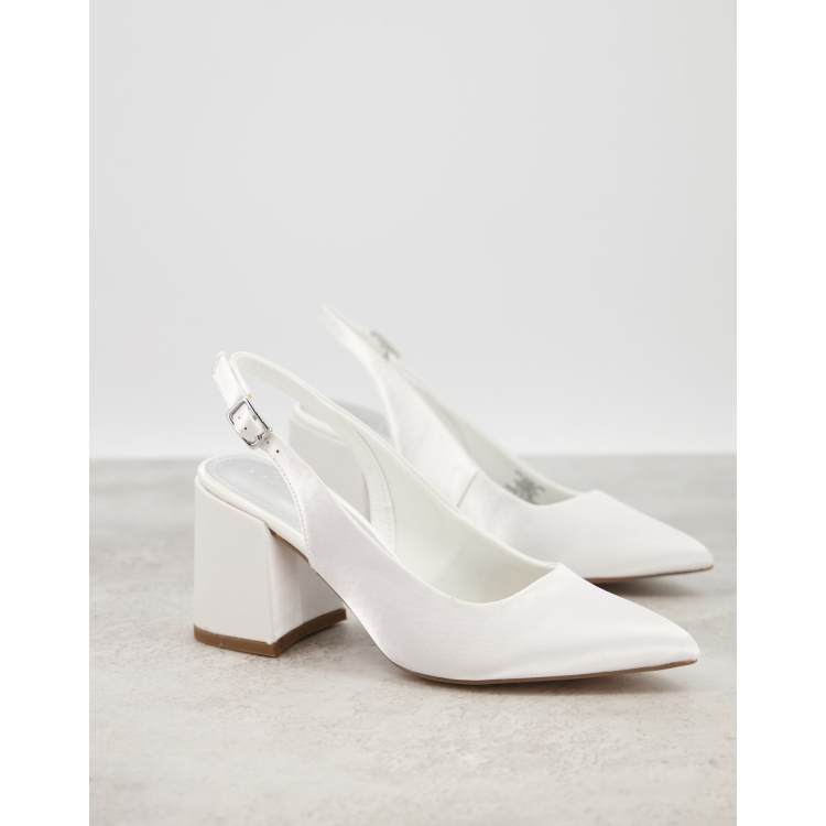 ASOS DESIGN Sammy slingback mid heels in ivory | ASOS