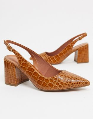tan croc heels