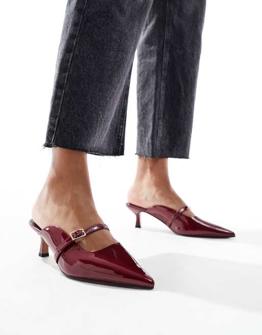 ASOS DESIGN Samson mary jane mid heeled mules in cherry red | ASOS