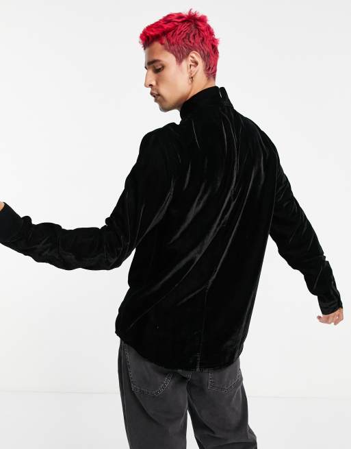 ASOS DESIGN – Samthemd mit Schluppe am Ausschnitt in Schwarz, 2 von 4