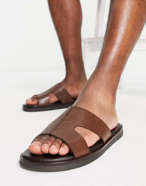 ASOS DESIGN – Sandalen aus Leder in Braun