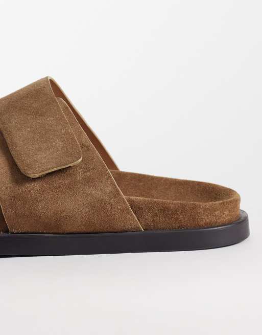 ASOS DESIGN – Sandalen aus Wildleder in Stone mit zwei Riemen, 4 von 4