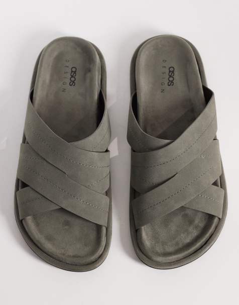 ASOS DESIGN – Sandalen in Anthrazit mit überkreuzten Riemen - view 1