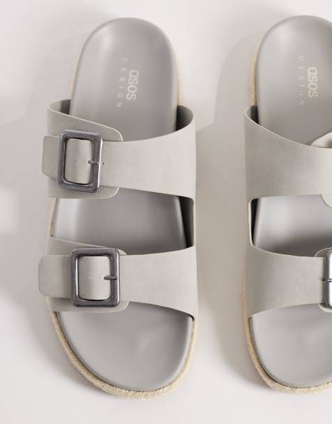 ASOS DESIGN – Sandalen in Grau mit zwei Riemen und Schnallen - view 1