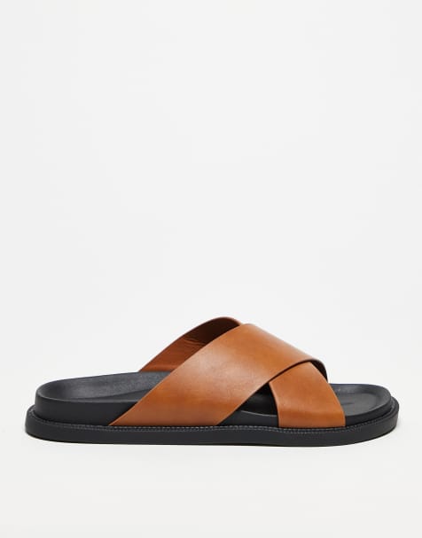 ASOS DESIGN – Sandalen in Hellbraun mit überkreuzten Riemen - view 1