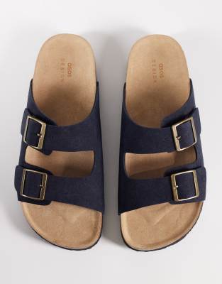 Sandalen in Marineblau mit zwei Riemen und Korksohle Marineblau 42