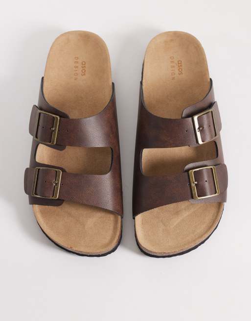 ASOS DESIGN – Sandalen in Ölbraun mit zwei Riemen und Korksohle, 2 von 4