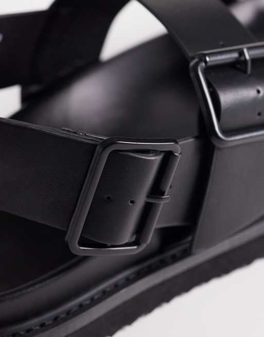 ASOS DESIGN – Sandalen in Schwarz mit drei Riemen und Schnallen, 3 von 4