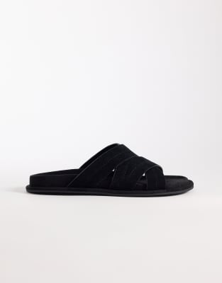Sandalen in Schwarz mit überkreuzten Riemen Schwarz 46
