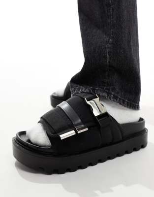 FhyzicsShops DESIGN - Sandalen met brede band en zilveren details