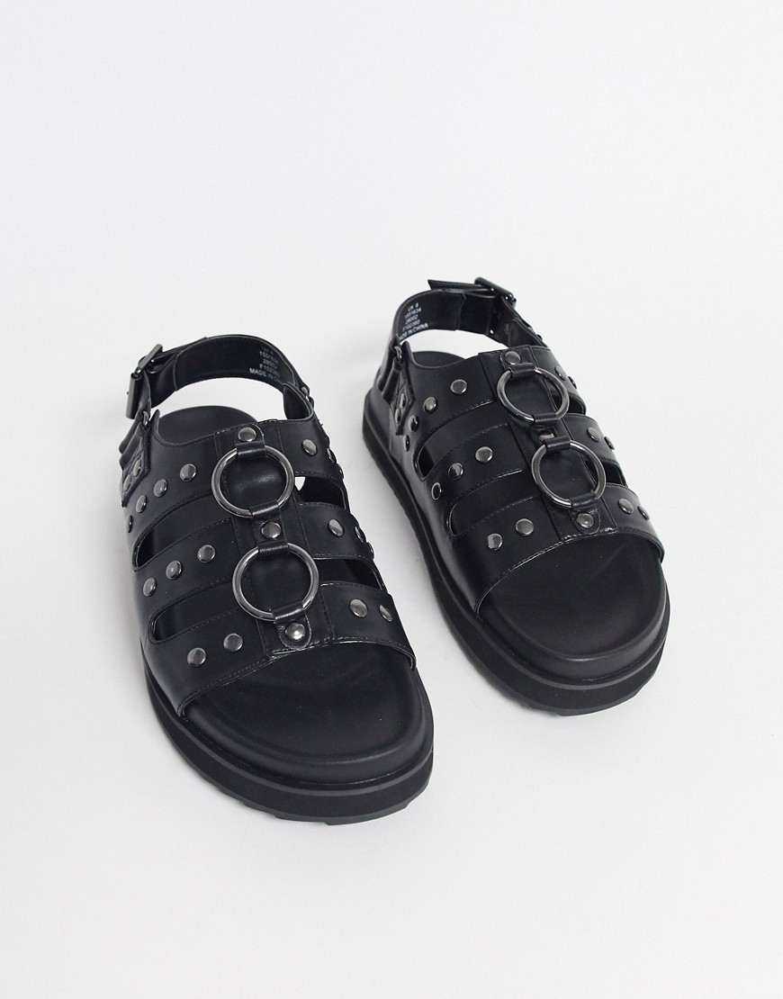 ASOS DESIGN - Sandalen met dikke zool en studs-Zwart