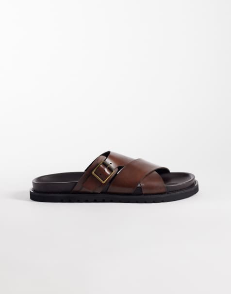 ASOS DESIGN - Sandalen met gekruiste bandjes in zwart leer - view 1