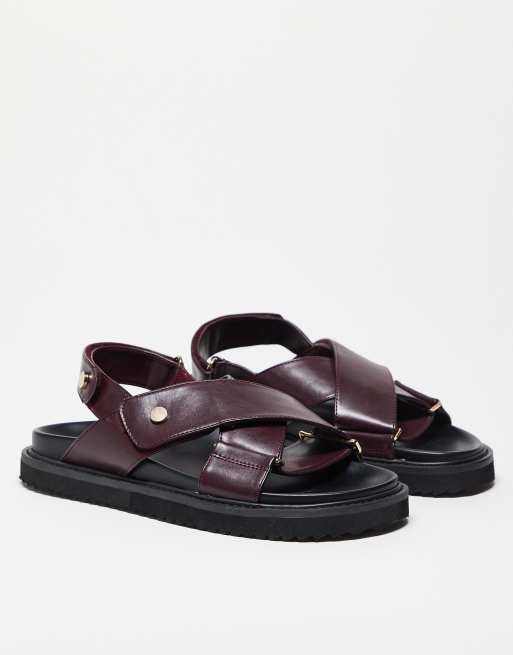 ASOS DESIGN - Sandalen met krokodillenmotief in bordeauxrood, 3 van 4