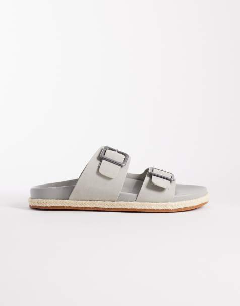 ASOS DESIGN - Sandalen met twee bandjes en gespen in grijs - view 1