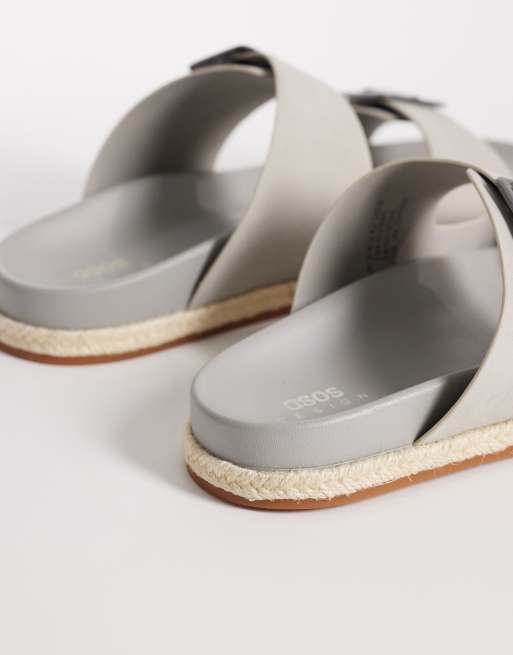 ASOS DESIGN - Sandalen met twee bandjes en gespen in grijs, 2 van 4