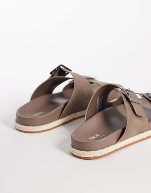 ASOS DESIGN - Sandalen met twee bandjes en gespen in molbruin, 4 van 4