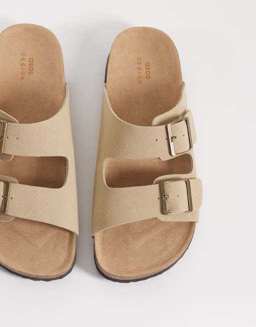 ASOS DESIGN - Sandalen met twee bandjes en kurken zool in stone, 2 van 4
